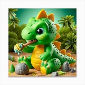 Yellow baby dinosaur 2 Canvas Print