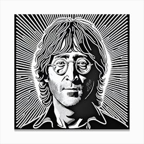 John Lennon Woodcut Style Canvas Print