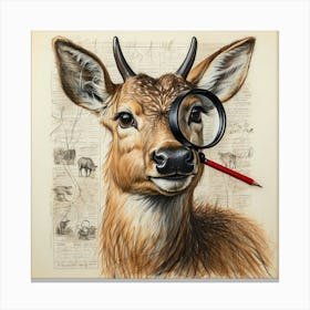 Deer With Magnifying Glass 24 Canvas Print