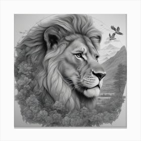 Lion In The Forest Canvas Print