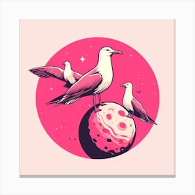 Seagulls On The Moon 1 Canvas Print