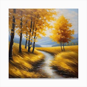 Stream In The Autumn Canvas Print