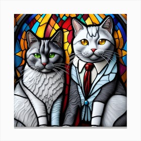 Cat, Pop Art 3D stained glass cat married limited edition 30/60 Canvas Print