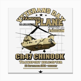 Us Army Ah47 Chinook Veterans Day Canvas Print