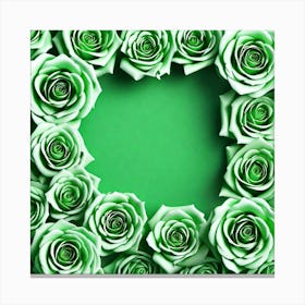 Green Roses On Green Background 3 Canvas Print