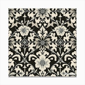 Black And White Damask Canvas Print