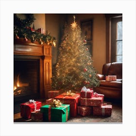 Christmas Tree In The Living Room 47 Canvas Print