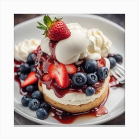 Dessert With Berries And Cream Canvas Print