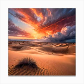 Sundown In The Cloudy Desert Canvas Print