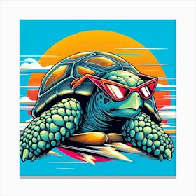 Turtle With Sunglasses Canvas Print