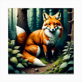 Fox In The Forest 69 Canvas Print