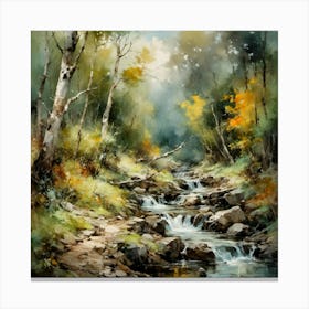 brook through birchwoods Canvas Print