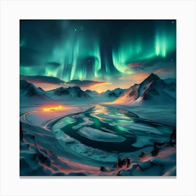 Aurora Over Snowy Peaks16 Canvas Print