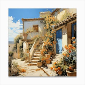 House With Flowers Canvas Print