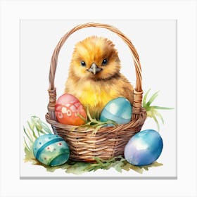 Easter Chick In Basket 8 Canvas Print