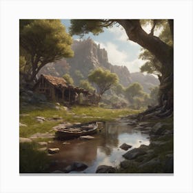 Village In The Woods Canvas Print