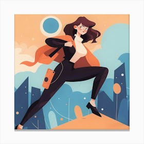 Illustration Of A Woman Running Canvas Print