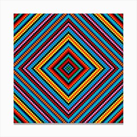 Simple Rainbow Chakra Mandala - Colorful - Romb - Folk Geometry Ornament - Black Canvas Print