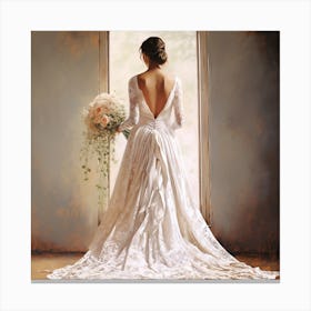 Back View Of A Wedding Dress Canvas Print