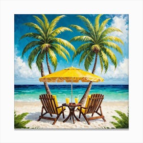 Palm Trees On The Beach Canvas Print