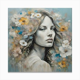 Girl With Flowers 1 Canvas Print