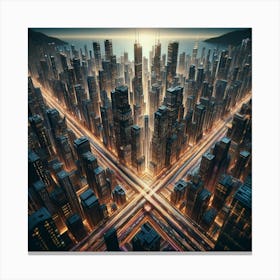 Cityscape At Dusk Canvas Print