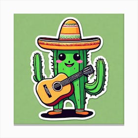 Cactus With Guitar 5 Canvas Print