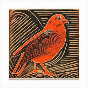 Retro Bird Lithograph Partridge 3 Canvas Print
