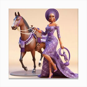 African Woman With Horse Canvas Print