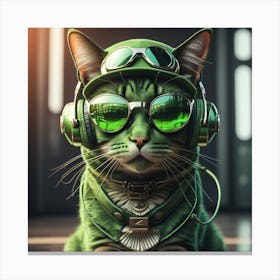 Green Cat Canvas Print