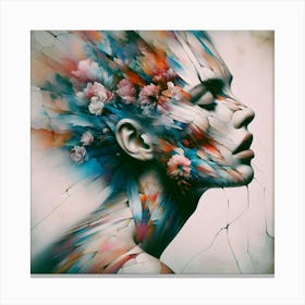 Woman With Flowers On Her Face Canvas Print