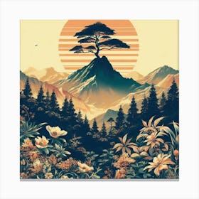 One Tree On The Top Of The Mountain Towering 11 Canvas Print