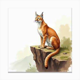 Cougar Sitting Majestically On A Cliff Canvas Print