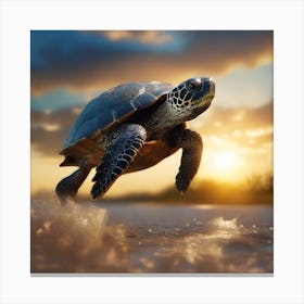 Turtle At Sunset Canvas Print