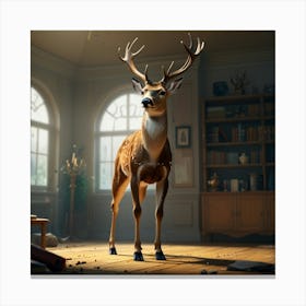 Deer In A Room 1 Canvas Print