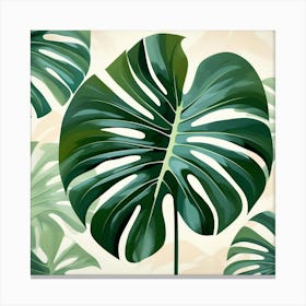 Abstract modernist Monstera leaf 1 Canvas Print