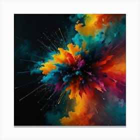 Abstract Colorful Explosion On Black Background Canvas Print