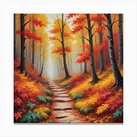 Autumn Path paintings art print 2 Canvas Print