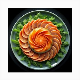 Spiral Salmon On A Plate Canvas Print