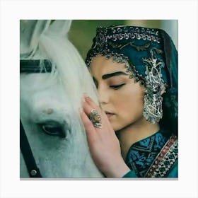 Turkish Woman And Horse Canvas Print