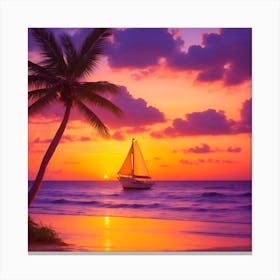 Sunset On The Beach 1 Canvas Print