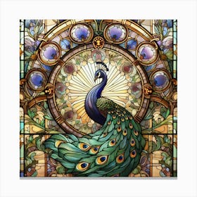 Peacock Stained Glass 8 Canvas Print