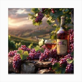 Wine And Grapes 3 Canvas Print