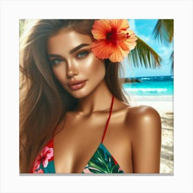 Hawaiian Beauty By Beach Canvas Print