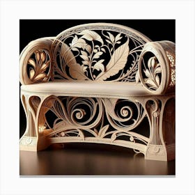 Carved Wood Bench Canvas Print