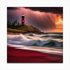 Lighthouse At Sunset 22 Canvas Print