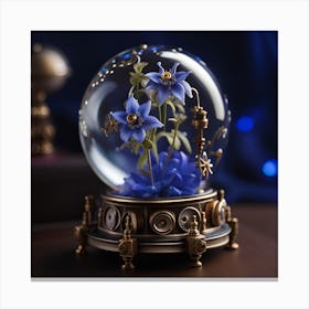 Snow Globe With Flowers Canvas Print