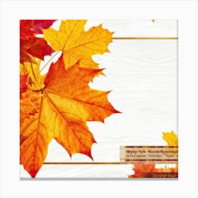 Autumnal Leaf Illustration One Central Maple Foliage Display Flanked By Smaller Elements Of Orange 2 1 Canvas Print