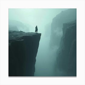 Man Standing On The Edge Of A Cliff Canvas Print