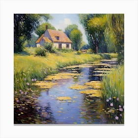 Dreamy Knitted Canvases: Irises in Monet's Hideaway Canvas Print